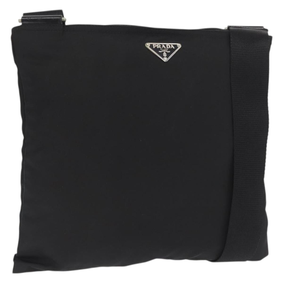 Prada Zip Top Messenger Bag Tessuto, BLACK, NYLON, Shoulder bag