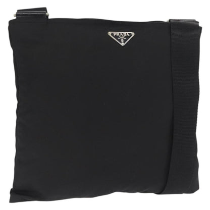 Prada Zip Top Messenger Bag Tessuto, BLACK, NYLON, Shoulder bag