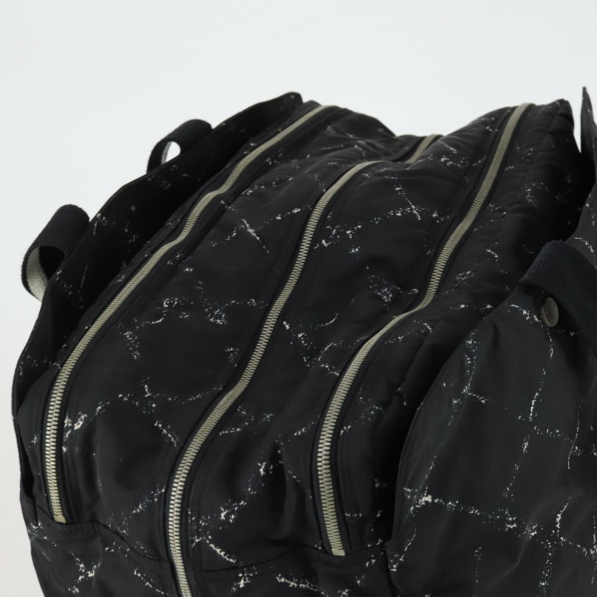 Chanel Travel Line Boston Bag Printed Nylon, BLACK, NYLON, Travel bag