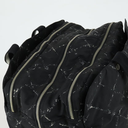 Chanel Travel Line Boston Bag Printed Nylon, BLACK, NYLON, Travel bag