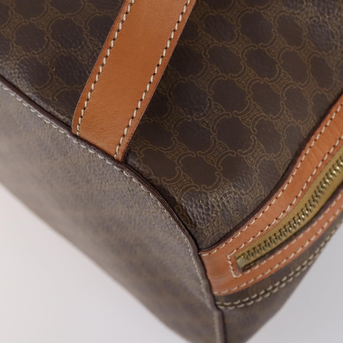 Celine Vintage Macadam Backpack Canvas and Leather, BROWN, CANVAS, Backpack