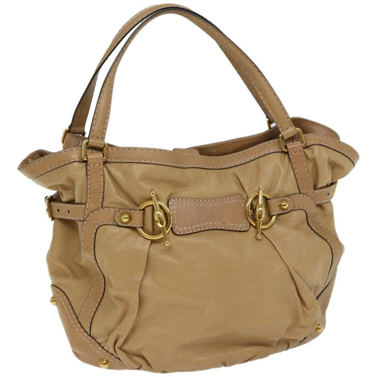 Gucci Vintage Horsebit Shoulder bag Leather, BEIGE, LEATHER, Shoulder bag
