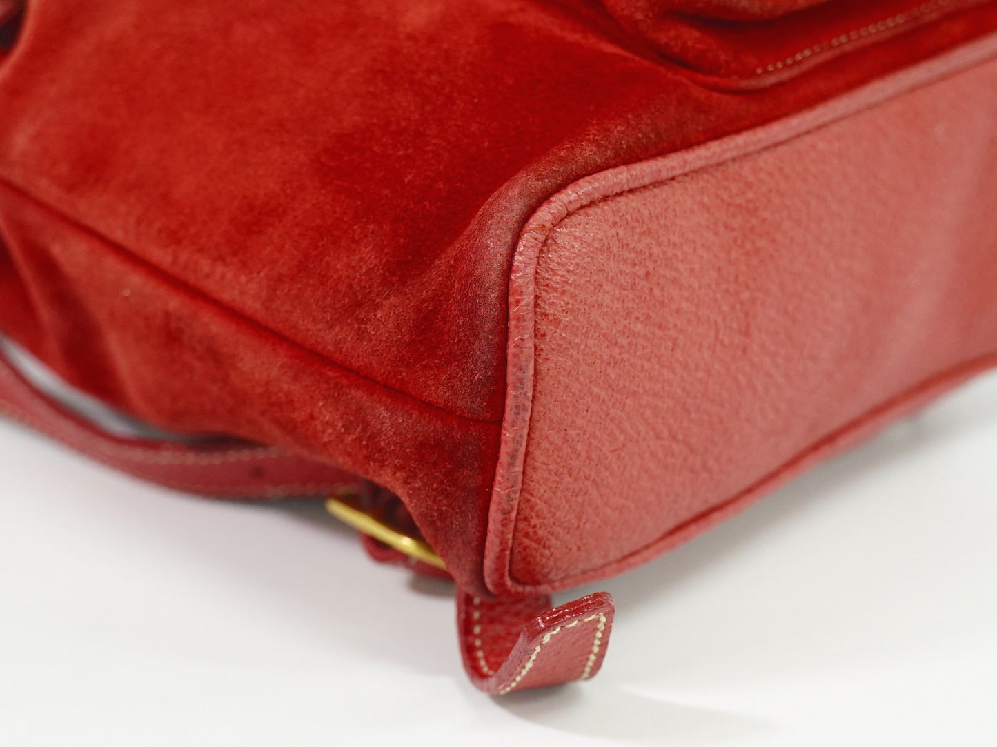 Gucci Vintage Bamboo Backpack Suede, RED, SUEDE, Backpack