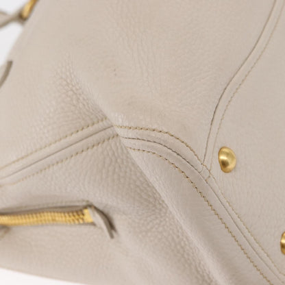 Miu Miu Phenix Convertible Tote Leather, WHITE, LEATHER, Handbag