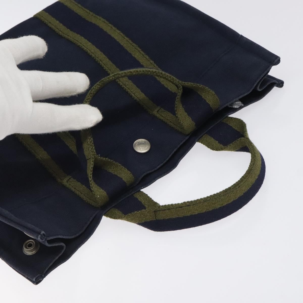 Hermes Fourre Tout Tote Canvas, NAVY, CANVAS, Tote bag