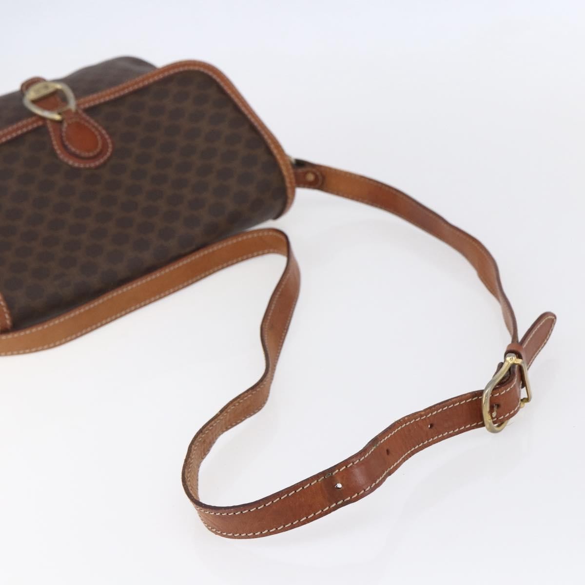 Celine Vintage Macadam Shoulder Bag Canvas and Leather, BROWN, CANVAS, Shoulder bag