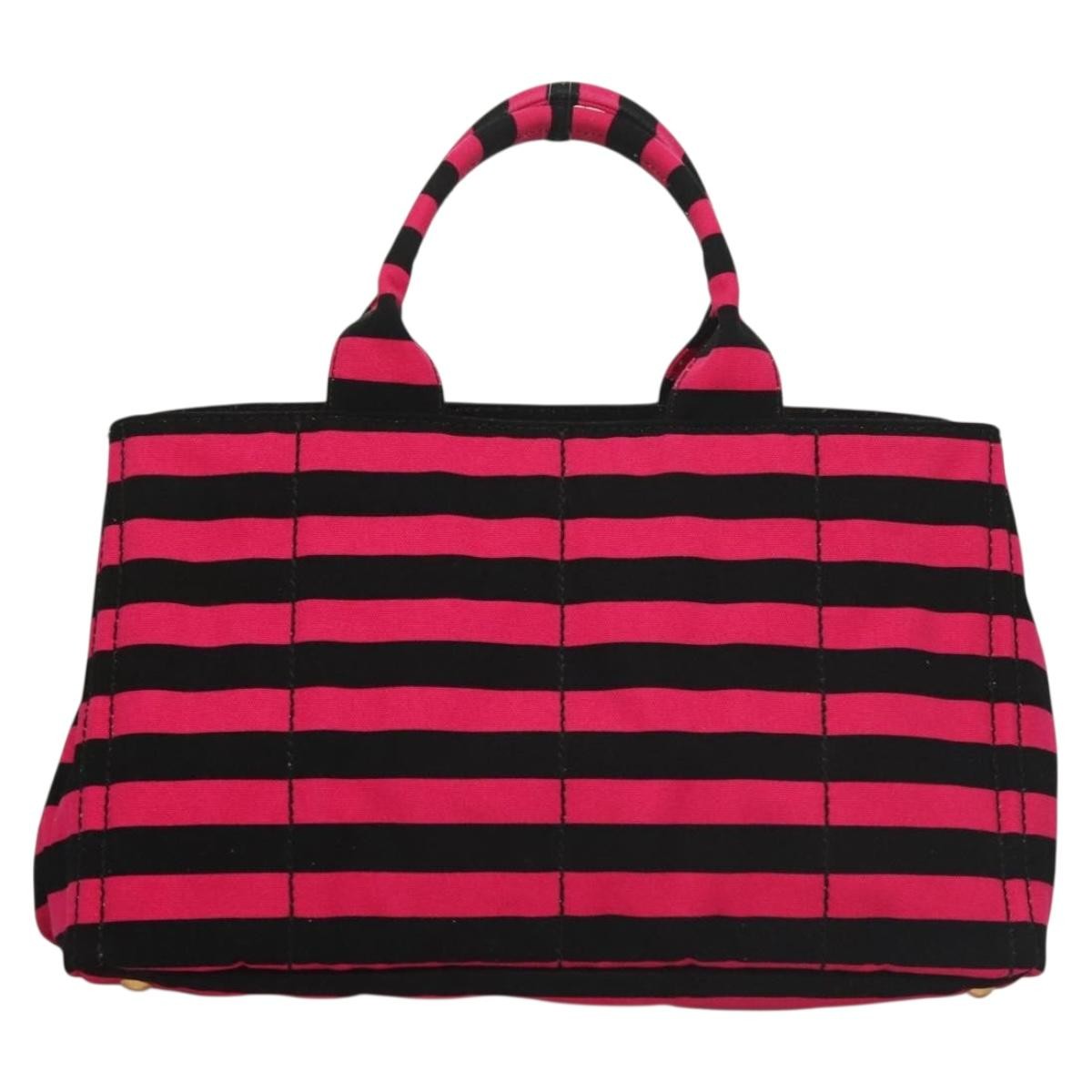 Prada Canapa Open Tote Canvas, BLACK, CANVAS, Tote bag