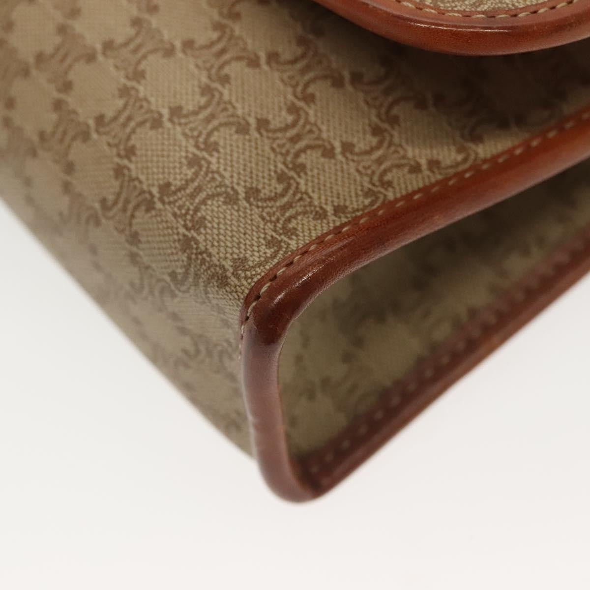 Celine Vintage Macadam Shoulder Bag Canvas and Leather, BEIGE, CANVAS, Shoulder bag