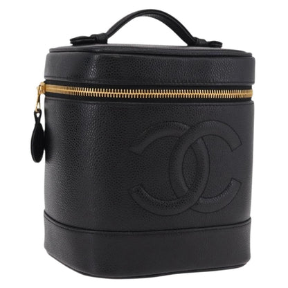 Chanel Vintage Timeless Cosmetic Case Caviar, Black, Leather, Handbag