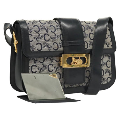 Celine C Sulky Shoulder bag Canvas and Leather, NAVY, CANVAS, Shoulder bag