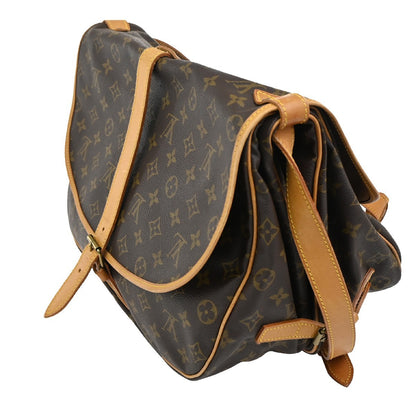 Louis Vuitton Saumur Handbag Monogram Canvas, BROWN, CANVAS, Shoulder bag