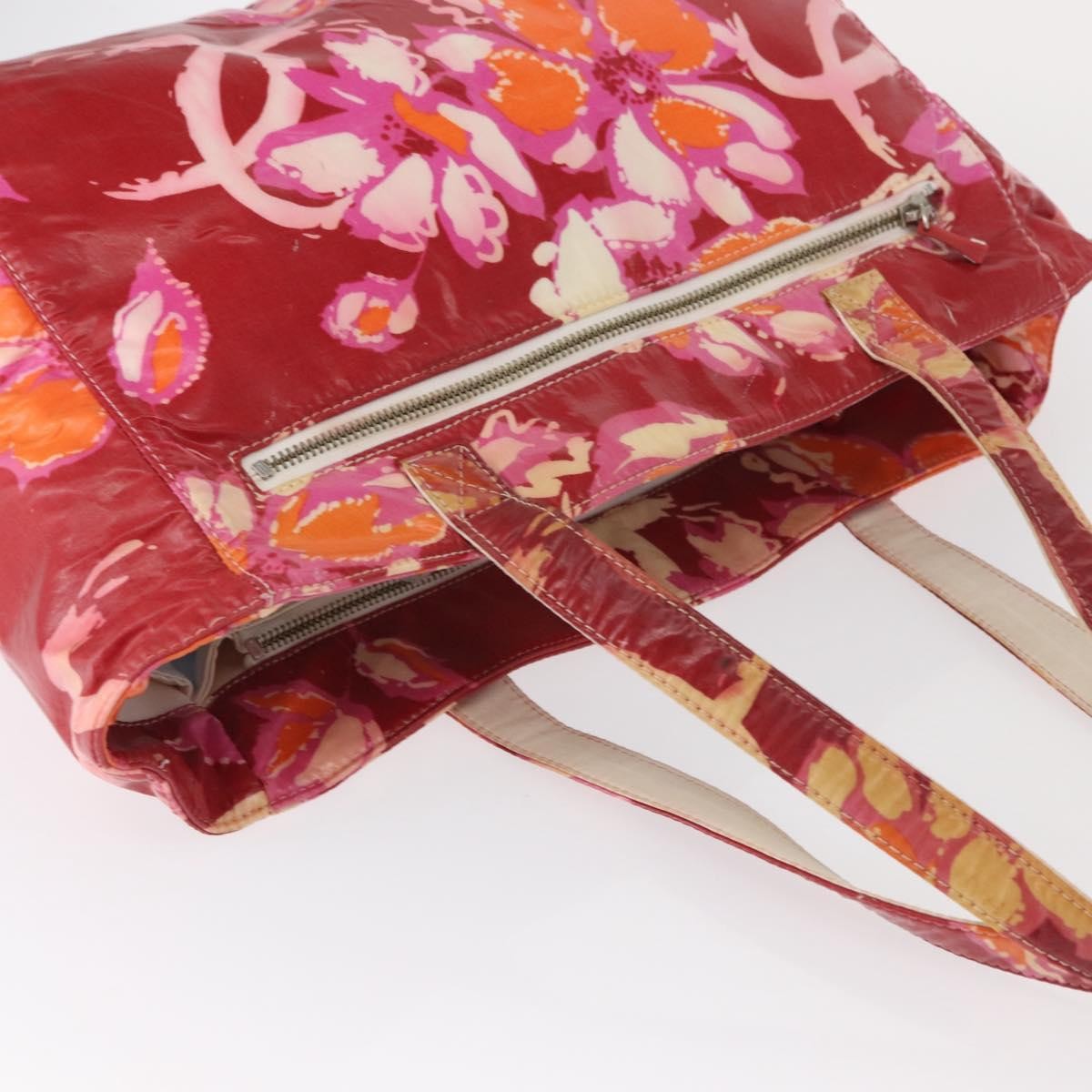 Chanel Vintage Floral Tote Canvas, RED, CANVAS, Tote bag