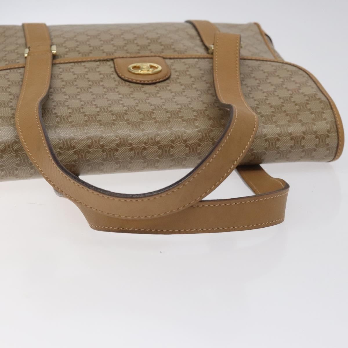 Celine Vintage Macadam Handbag Canvas, BEIGE, CANVAS, Handbag