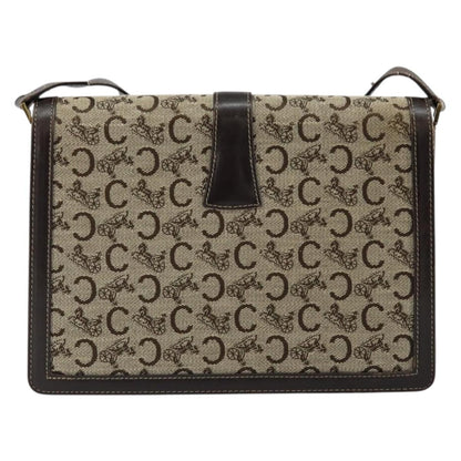 Celine C Sulky Shoulder bag Canvas and Leather, BROWN, CANVAS, Shoulder bag