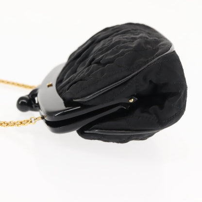 Chanel Chain Clutch Canvas and Leather, Black, Satin, Shoulder Bag