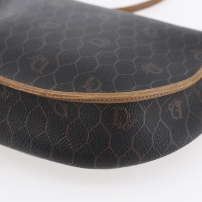 Christian Dior Vintage Honeycomb Flap Crossbody Bag Canvas and Leather, BLACK, CANVAS, Shoulder bag