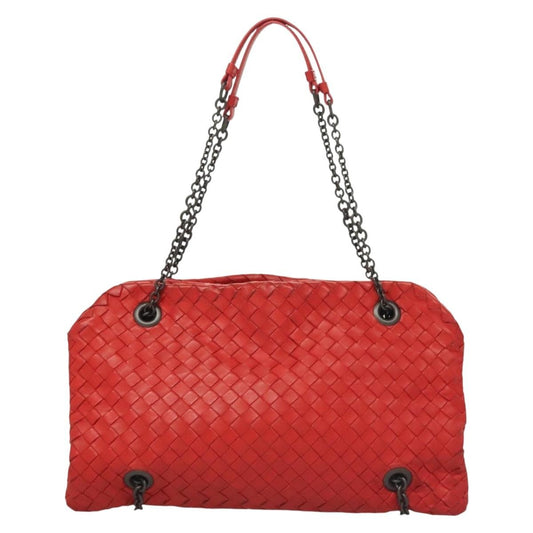 Bottega Veneta Intrecciato Leather, RED, LEATHER, Shoulder bag