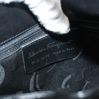 Salvatore Ferragamo Gancini Shoulder Bag Leather, BLACK, LEATHER, Shoulder bag