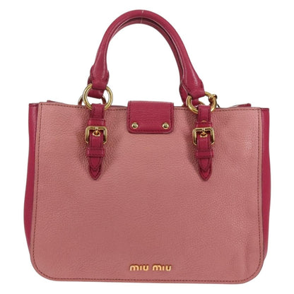 Miu Miu Madras Convertible Lock Tote Leather, PINK, LEATHER, Handbag