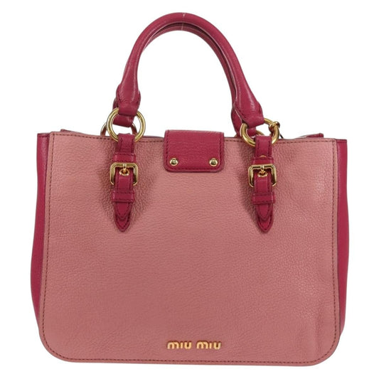 Miu Miu Madras Convertible Lock Tote Leather, PINK, LEATHER, Handbag