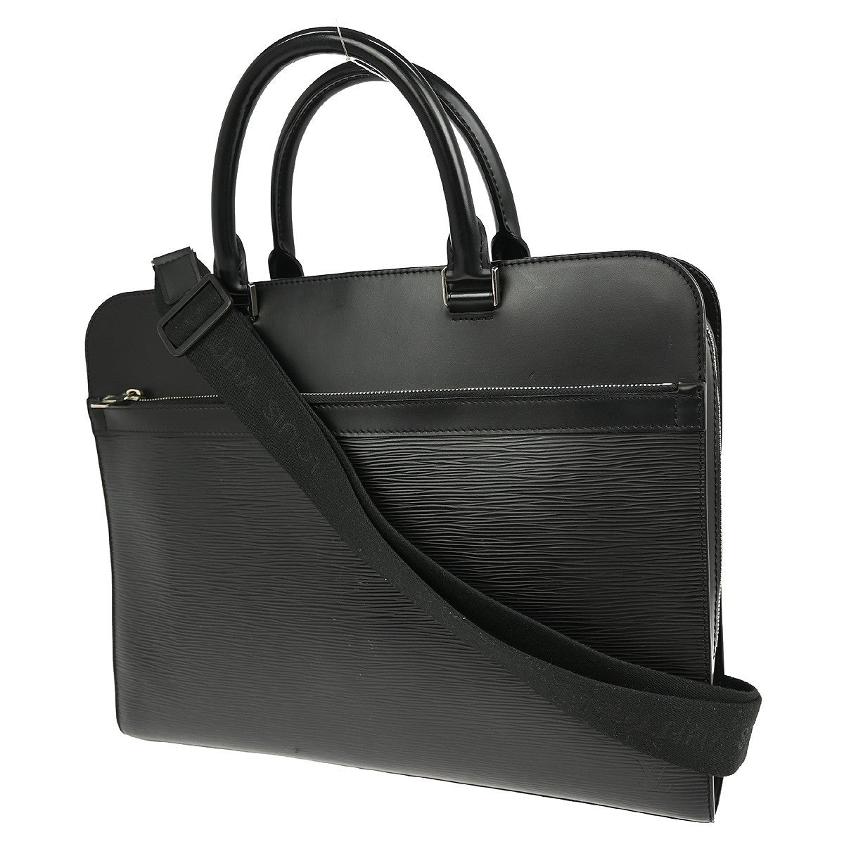 Louis Vuitton Bassano Briefcase Epi Leather, BLACK, LEATHER, Handbag