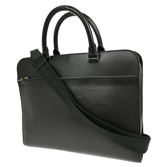 Louis Vuitton Bassano Briefcase Epi Leather, BLACK, LEATHER, Handbag