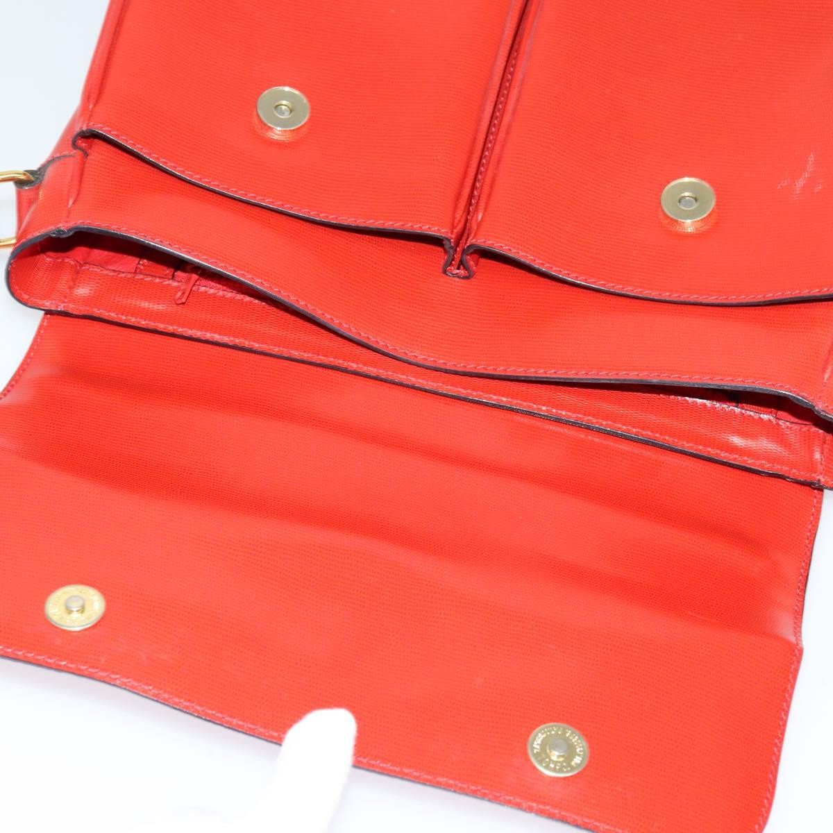 Celine Circle logo Leather, RED, LEATHER, Shoulder bag