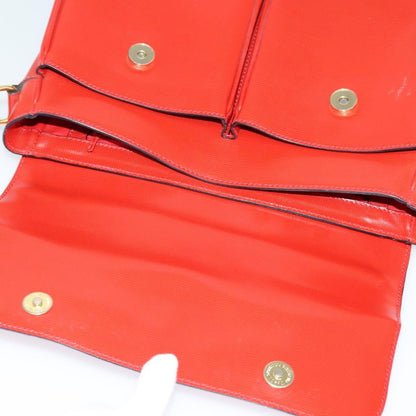 Celine Circle logo Leather, RED, LEATHER, Shoulder bag