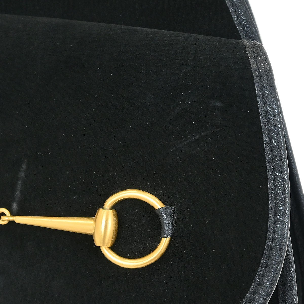 Gucci Vintage Horsebit Sling Bag Suede, BLACK, SUEDE, Shoulder bag