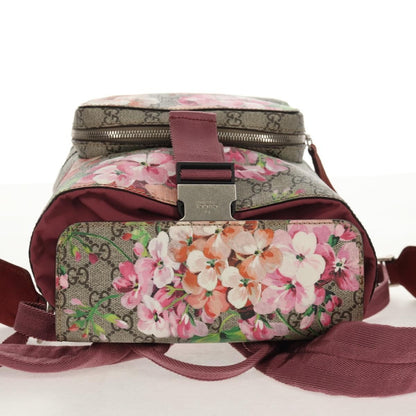 Gucci Buckle Backpack Blooms Print GG Coated Canvas, BEIGE, CANVAS, Backpack
