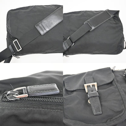 Prada Zip Buckle Messenger Bag Tessuto, BLACK, NYLON, Crossbody bag