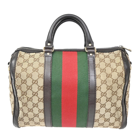 Gucci Vintage Web Boston Bag GG Canvas, BROWN, CANVAS, Handbag