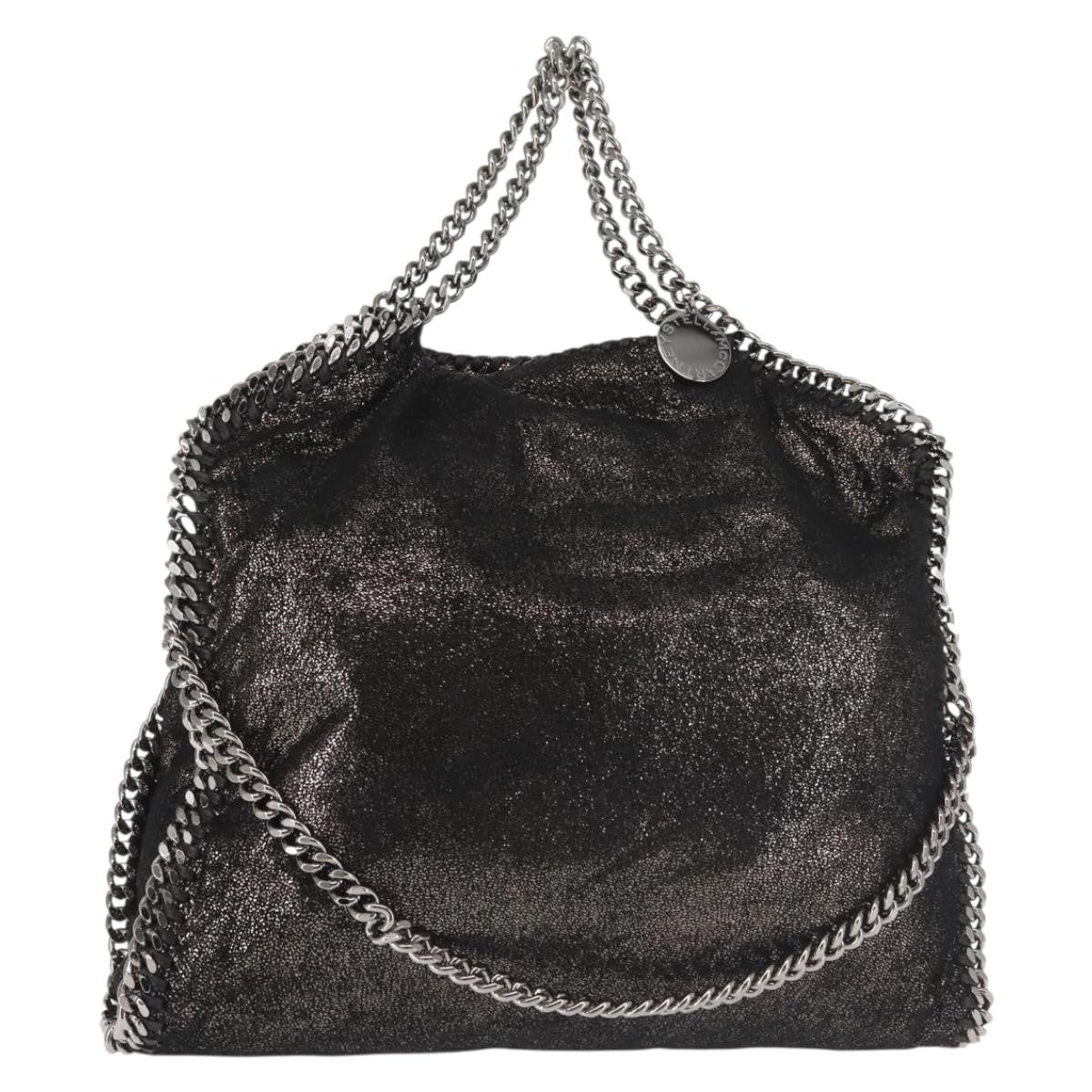 Stella McCartney Falabella Fold Over Bag Faux Suede, BLACK, SYNTHETIC, Crossbody bag