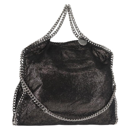 Stella McCartney Falabella Fold Over Bag Faux Suede, BLACK, SYNTHETIC, Crossbody bag