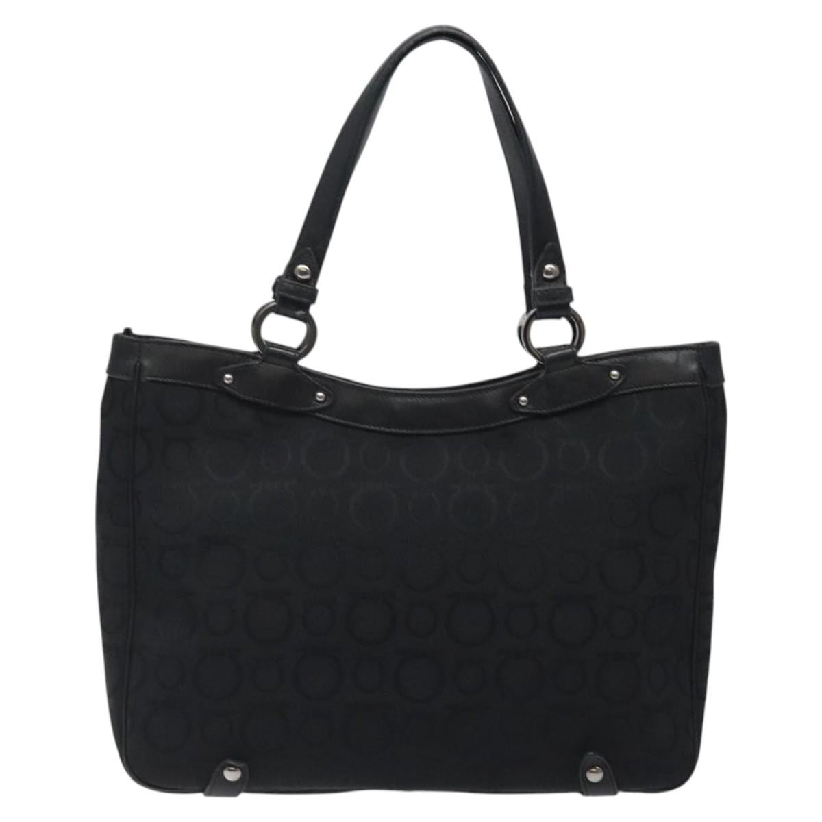 Salvatore Ferragamo Gancini Tote Gancini Canvas, BLACK, CANVAS, Tote bag