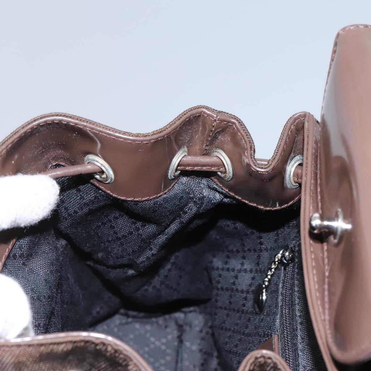 Gucci Vintage Bamboo Backpack Nylon and Patent Leather, BROWN, NYLON, Backpack