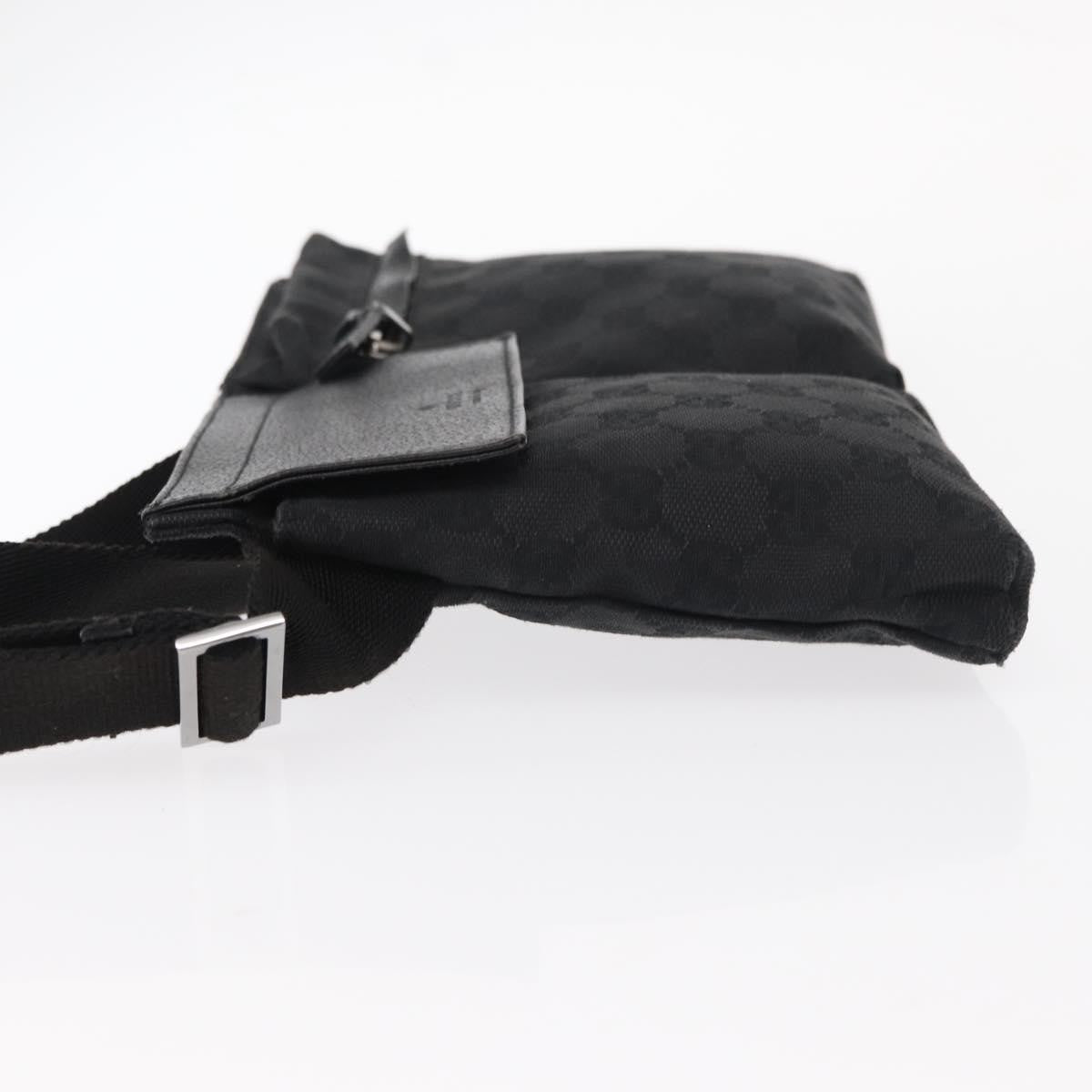 Gucci Vintage Double Belt Bag GG Canvas with Leather, BLACK, CANVAS, Shoulder bag