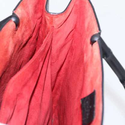 Gucci Vintage Bamboo Handle Tote Leather, BLACK, LEATHER, Tote bag