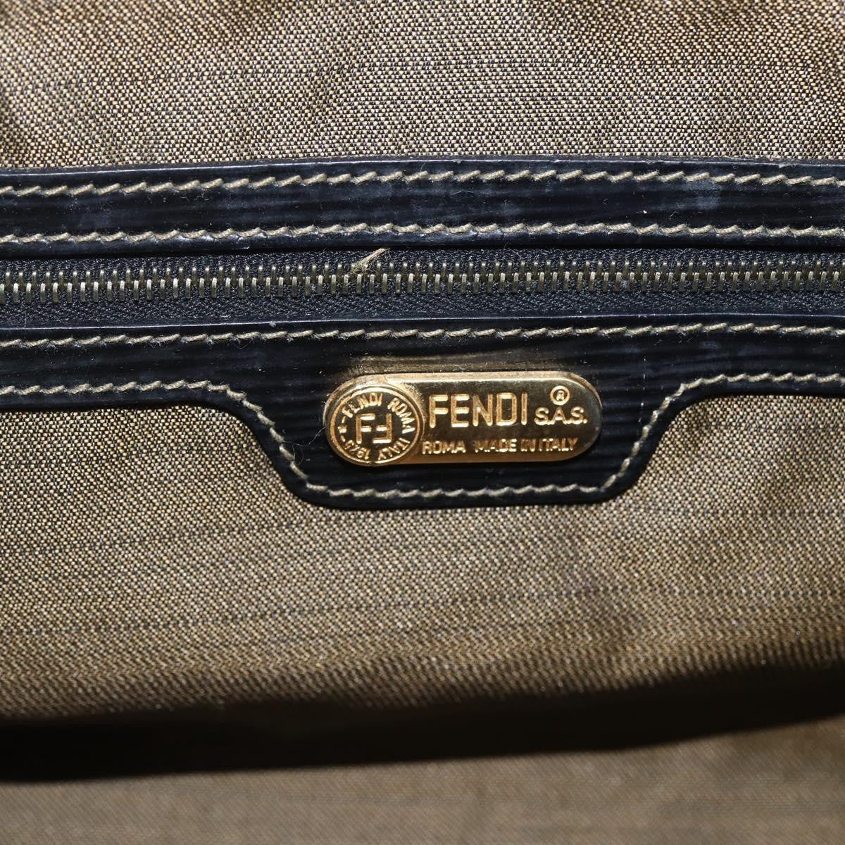 Fendi Vintage Pequin Convertible Boston Bag Coated Canvas, BROWN, CANVAS, Travel bag