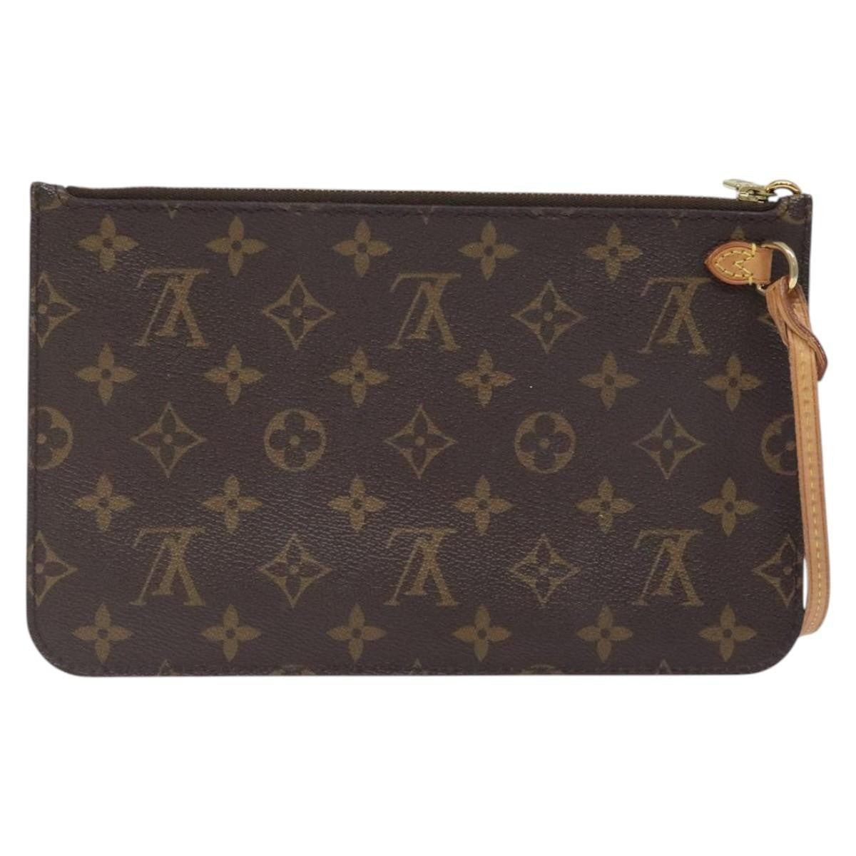 Louis Vuitton Neverfull Pochette Monogram Canvas, BROWN, CANVAS, Tote bag