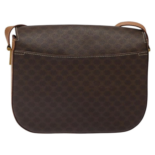 Celine Vintage Convertible Macadam Turnlock Shoulder Bag Canvas and Leather, BROWN, CANVAS, Shoulder bag