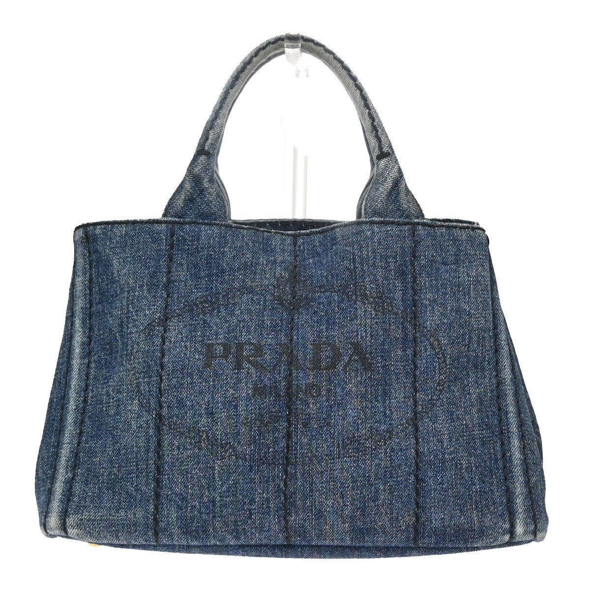 Prada Canapa Open Tote Denim, BLUE, DENIM_JEANS, Tote bag