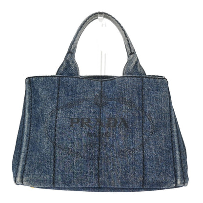Prada Canapa Open Tote Denim, BLUE, DENIM_JEANS, Tote bag