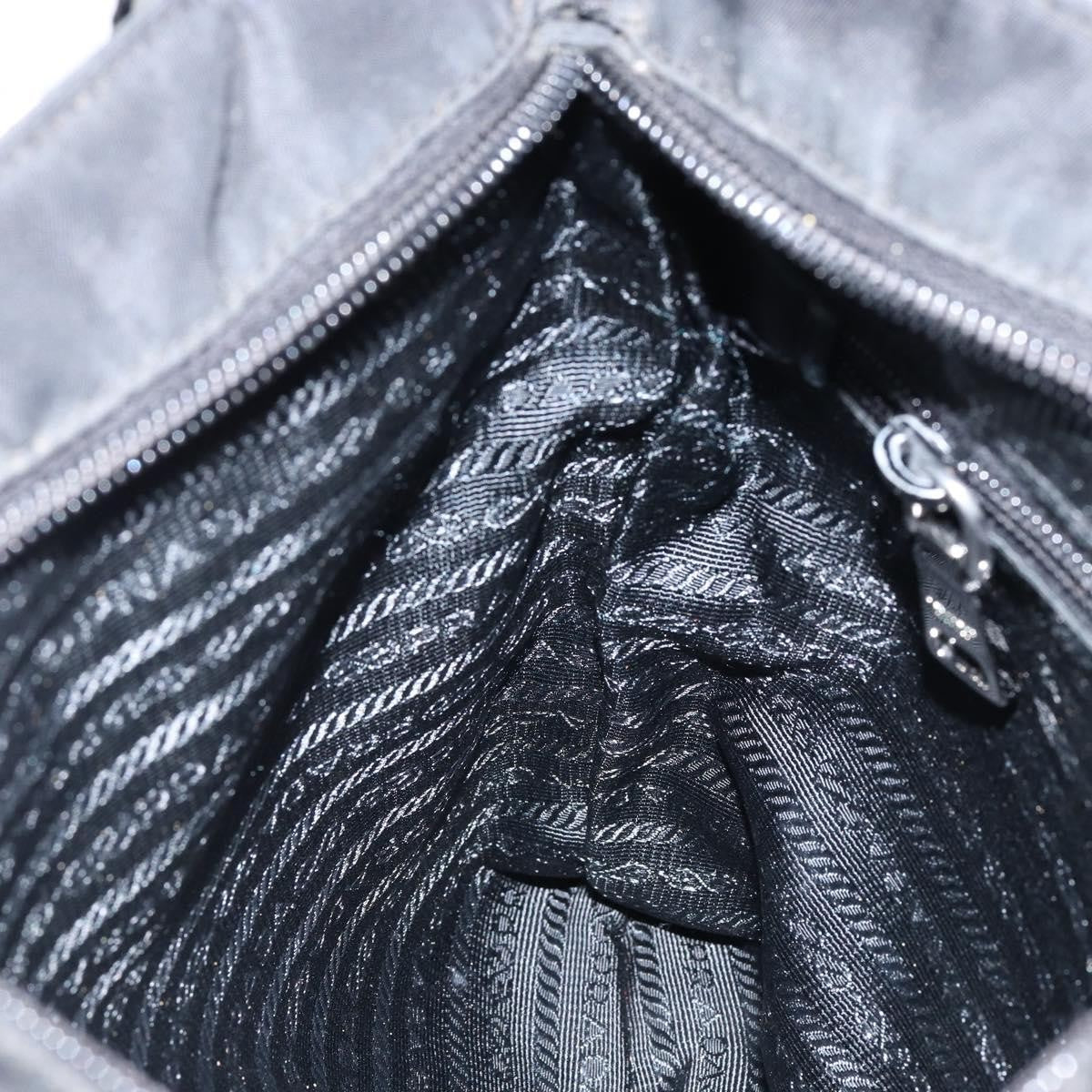 Prada Zip Messenger Bag Horizontal Quilt Tessuto, BLACK, NYLON, Shoulder bag