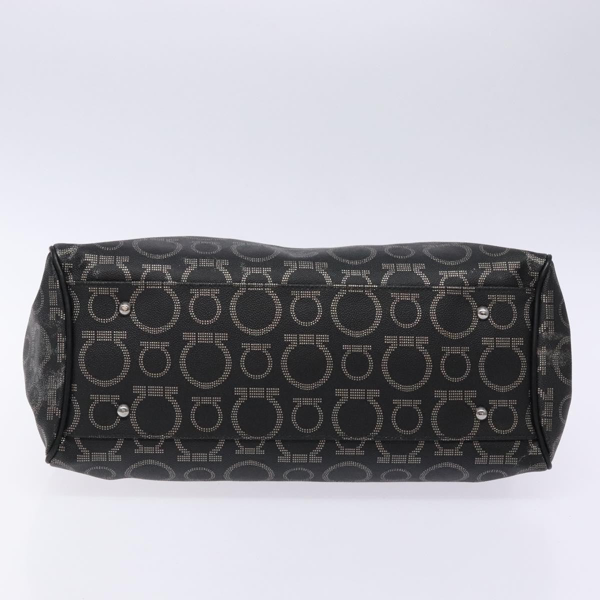 Salvatore Ferragamo Gancini Tote PVC Leather, BLACK, PVC, Tote bag