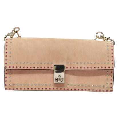 Valentino Garavani Turnlock Chain Shoulder Bag Suede, PINK, SUEDE, Shoulder bag