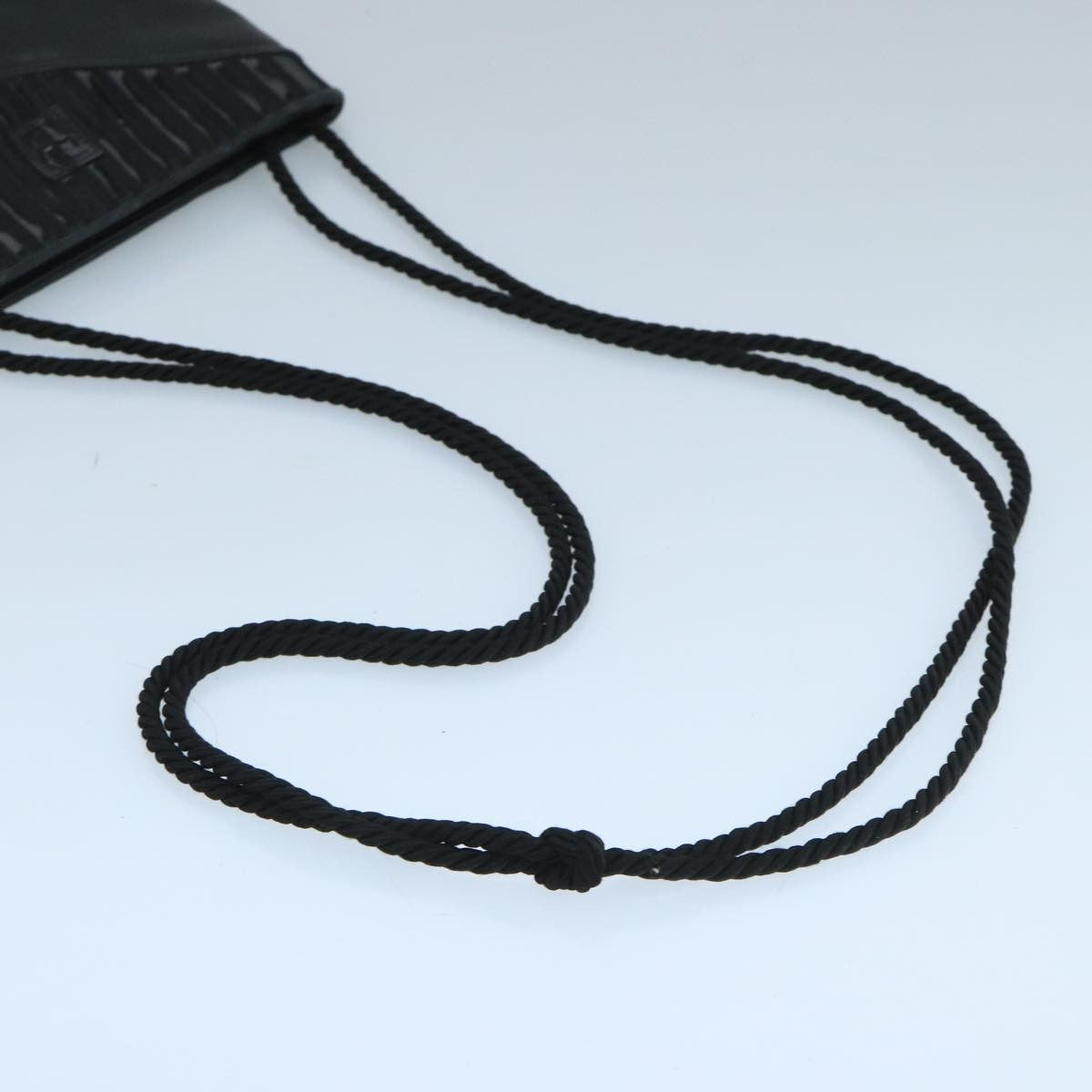 Fendi FF Logo Stamp Zip Pouch Printed Leather, BLACK, LEATHER, Shoulder bag