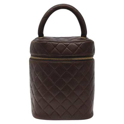 Chanel Vanity pouch Leather, BROWN, LEATHER, Toiletry Case