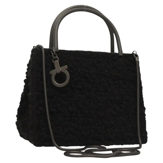 Salvatore Ferragamo Gancini handbag Wool, BLACK, WOOL, Handbag