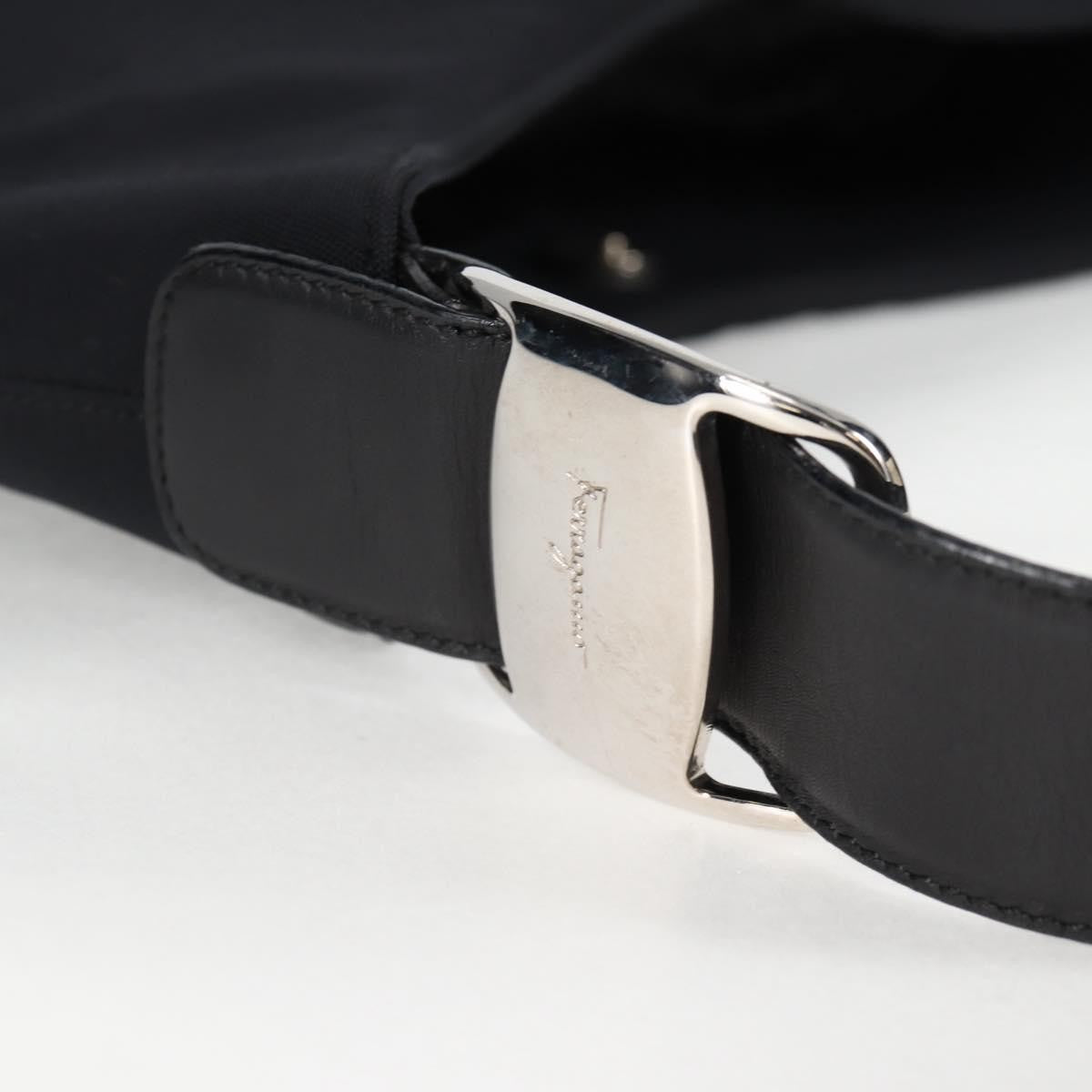 Salvatore Ferragamo Vala Shoulder Bag Nylon, BLACK, NYLON, Shoulder bag